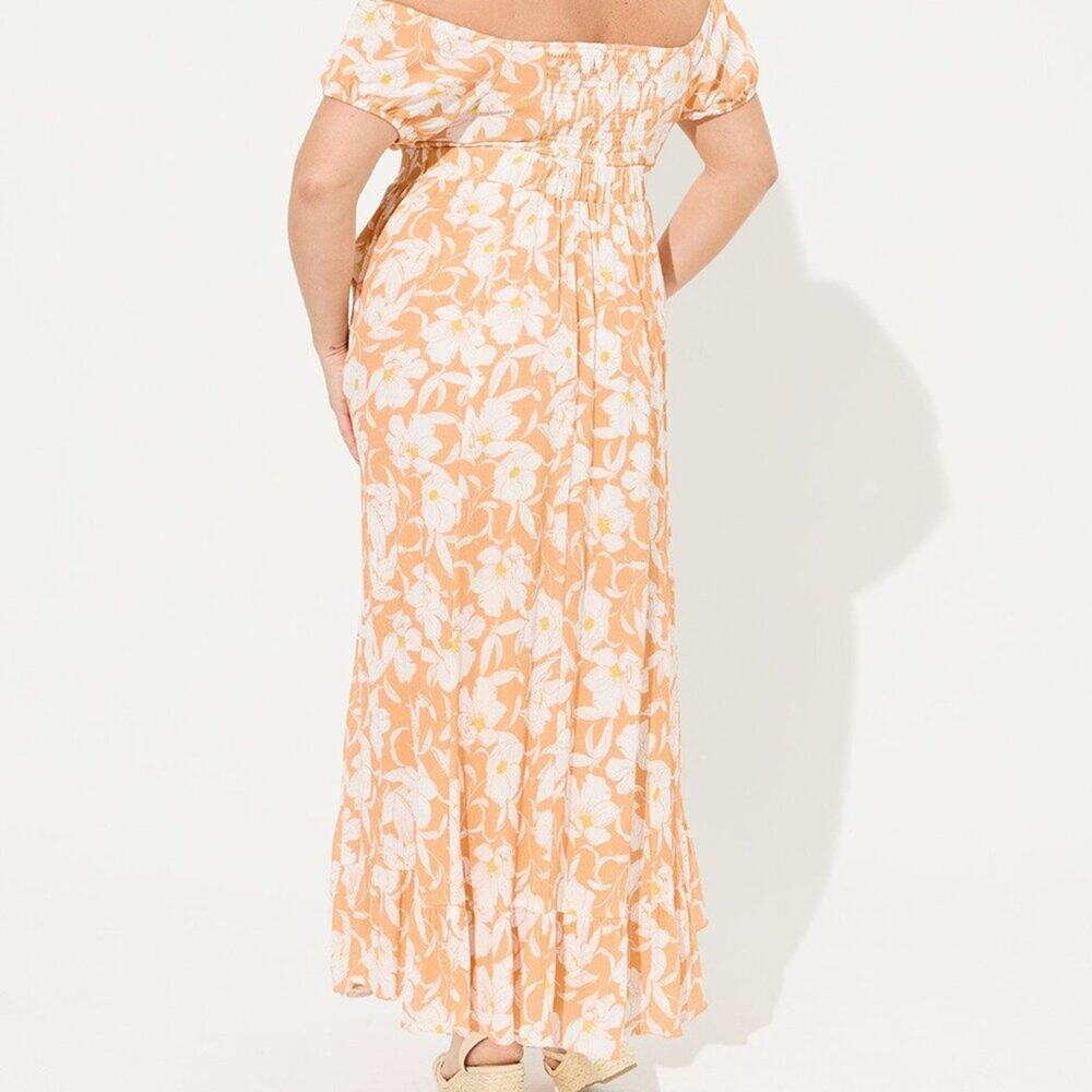 NWT Torrid Maxi Gauze Off Shoulder Tie Front Dress Size M/L Charlotte Floral - Picture 3 of 10